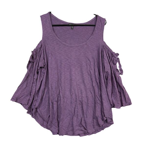 Express Tops - Express Womens Shirt Purple Cold Shoulder Flared Sleeve Modal Scoop Neck Large